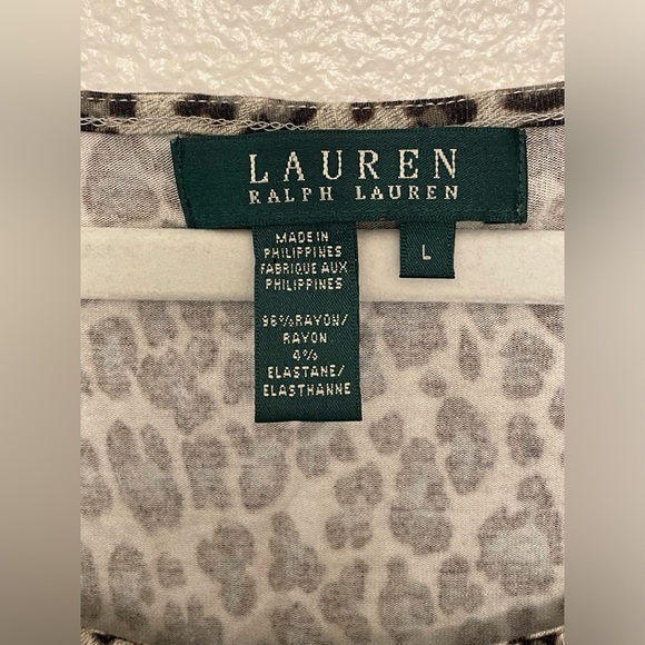 Ralph Lauren Women’s Vintage Leopard Print Long‎ Sleeve Rayon Top Size L - Picture 4 of 6